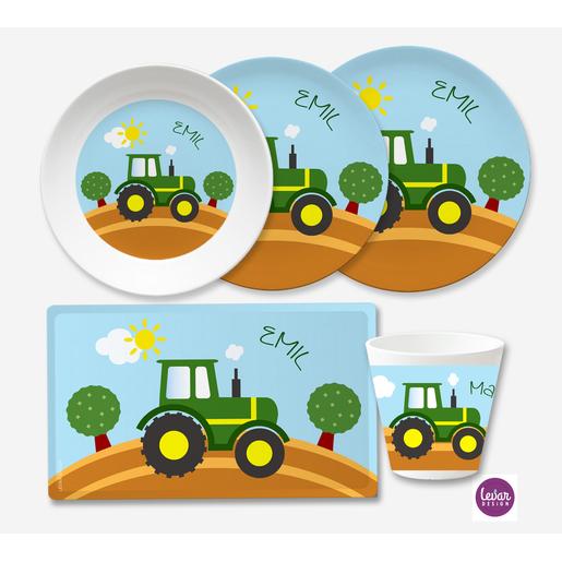 Traktor Kindergeschirr Set 5 teilig  | Geschirrset aus Melamin und BPA frei für Kinder | Artikelnummer: 7542-3073-5715 -1