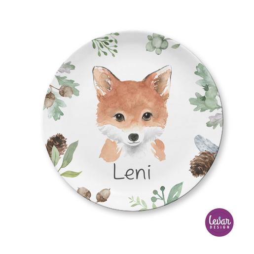 Kinderteller Waldtiere | Teller mit Namen aus Melamin BPA frei | Artikelnummer: kitelleich -1