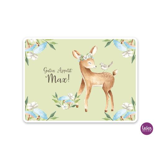 Tischset, Platzdeckchen, Rehkitz | Abwischbares Tischset mit Namen personalisiert | Artikelnummer: 4266-5414-7402 -2