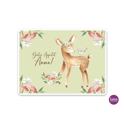 Tischset, Platzdeckchen, Reh | Abwischbares Tischset mit Namen personalisiert | Artikelnummer: 2176-2057-6544 -2