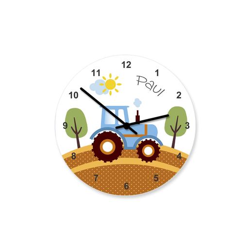 Kinderzimmer Uhr Traktor | Leise Wanduhr für Kinder Namen personalisiert | Artikelnummer: 1716-5323-8670 -5