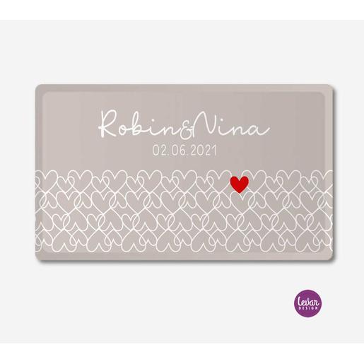 Line Art Herzen - Personalisiertes Frühstücksbrettchen -  Hochzeitsgeschenk | Zauberhafter Melaminbrettchen mit Namen, BPA frei | Artikelnummer: 113564551 211