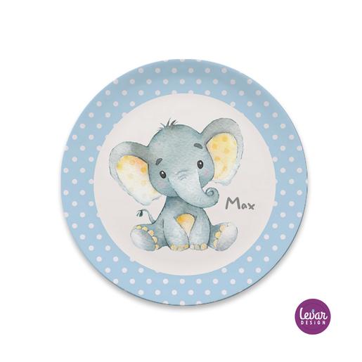 Kinderteller Babyelefant | Kindergeschirr mit Namen aus Melamin BPA frei | Artikelnummer: 4402-5632-0334 -2