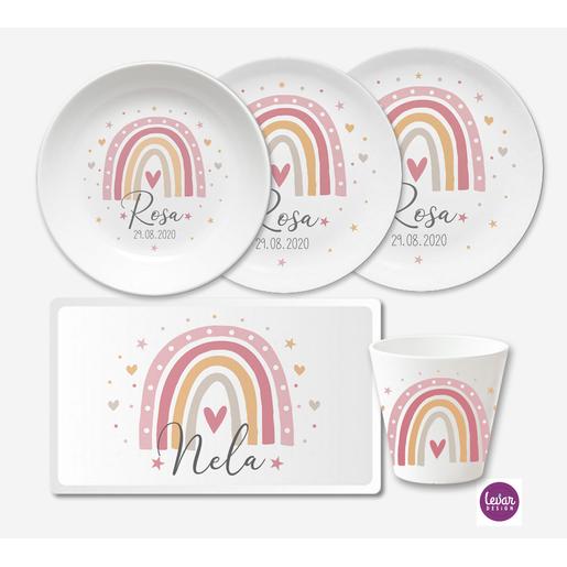 Kindergeschirr Set 5 teilig Regenbogen | Geschirrset aus Melamin und BPA frei für Kinder | Artikelnummer: 7115-3134-5153 -4