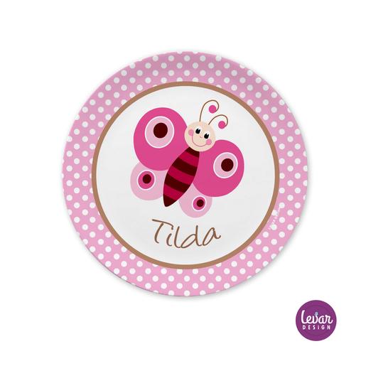 Melaminteller Schmetterling | Kinderteller mit Namen BPA frei | Artikelnummer: kitefschm -2