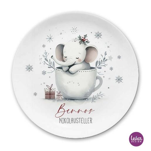 Elch Weihnachtsteller, Nikolausteller, Kinderteller | Personalisierter Weihnachtsteller, Plätzenchenteller | Artikelnummer: 1065-4082-1556 -12
