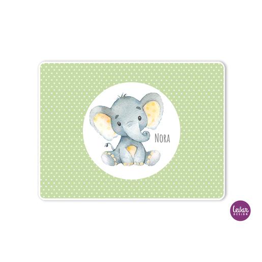 Tischset, Platzdeckchen, Elefant | Abwischbares Tischset mit Namen personalisiert | Artikelnummer: 0258-4838-1760 -4