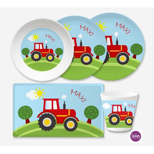Traktor Kindergeschirr Set 5 teilig  | Geschirrset aus Melamin und BPA frei für Kinder | Artikelnummer: 7542-3073-5715 -2