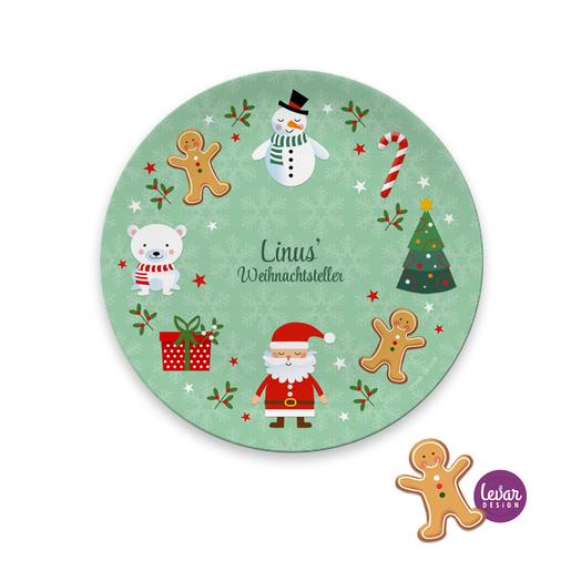 Personalisierter Weihnachtsteller, Nikolausteller  | Teller mit Namen personalisiert, BPA frei und hergestellt in Deutschland | Artikelnummer: weihtebl -8