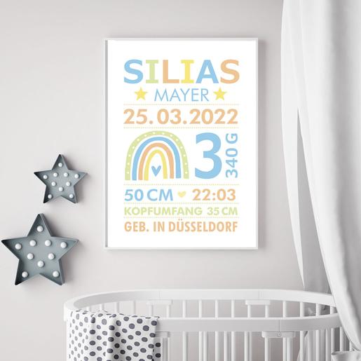 Namensbild, Fineart-Kunstdruck Regenbogen | Zauberhaftes Kinderzimmerbild mit Namen | Artikelnummer: 76232353 Kopie