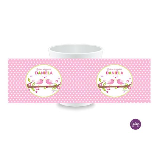 Becher, Kindertasse Vögel  | Kindergeschirr aus hochwertigem Melamin, BPA frei | Artikelnummer: kirassvoerosa