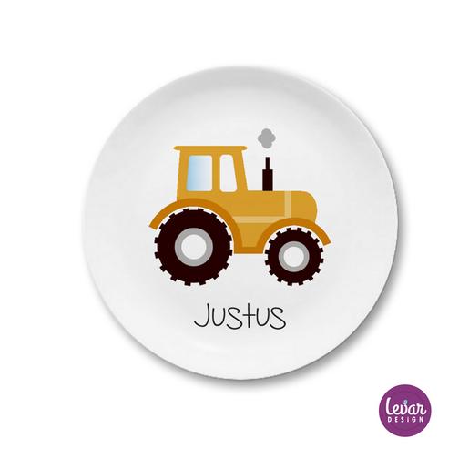 Geschirr-Set Kinder Melamin Traktor | Kinderteller mit Namen personalisiert, BPA frei, hergestellt in Deutschland | Artikelnummer: 0075-2842-1281 -1