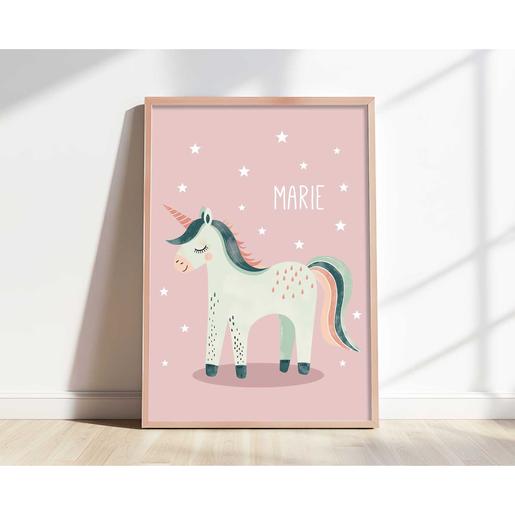 Einhorn - Personalisiertes Poster | Babyposter | Zauberhaftes Kinderzimmerbild gedruckt auf Aquarellpapier | Artikelnummer: 4558802 -1
