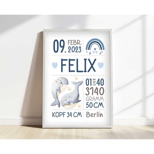 Geburtstafel - Sternzeichen, personalisiertes Poster  | Zauberhaftes Kinderzimmerbild mit Namen und Geburtsdaten | Artikelnummer: 2331-7240-0158-4