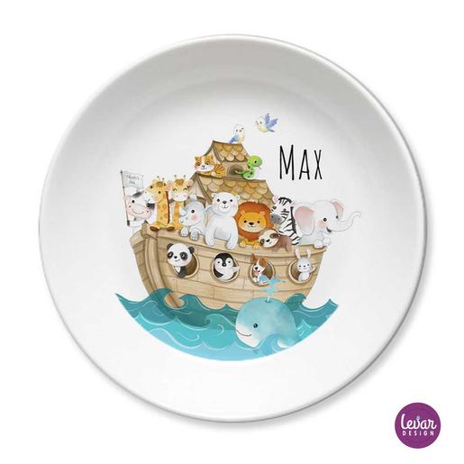 Melaminteller Schale Arche Noah | Kinderteller mit Namen BPA frei | Artikelnummer: kigemon3_1
