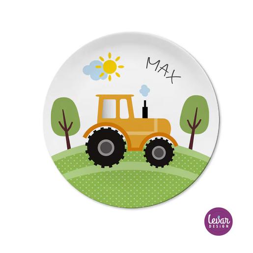 Kinderteller Traktor | Teller mit Namen aus Melamin BPA frei | Artikelnummer: 1622-4158-4426 -3