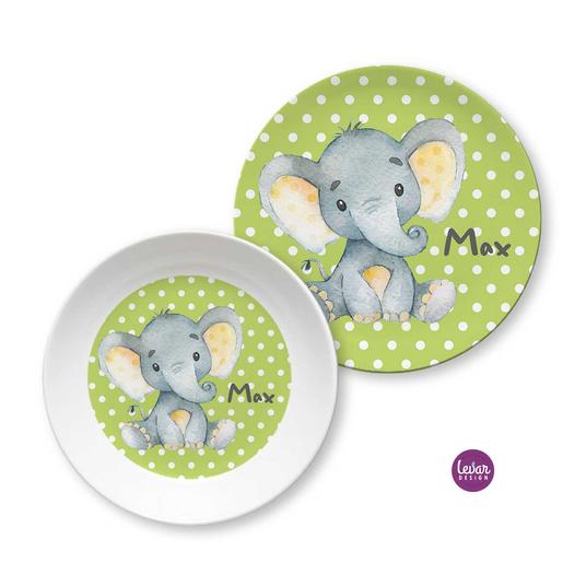 Kindergeschirr, Kinderteller Babyelefant | Kinderteller aus Melamin BPA frei | Artikelnummer: 53099115 -1