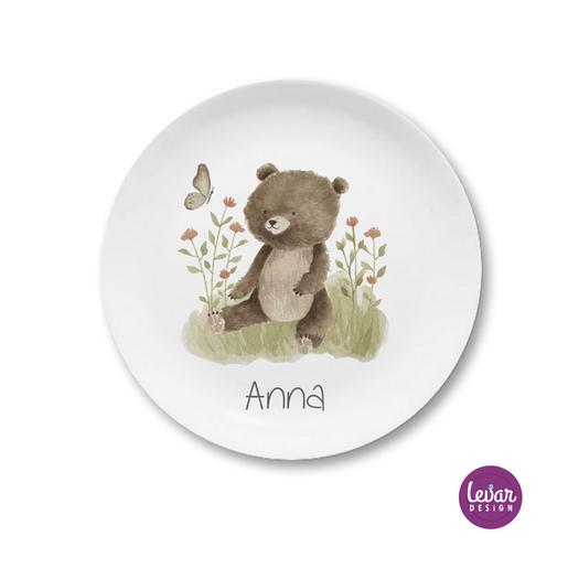 Kinderteller Waldtiere Reh, Fuchs, Hase, Igel, Eichhörnchen | Teller mit Namen aus Melamin BPA frei | Artikelnummer: 4141-4587-2023 -2