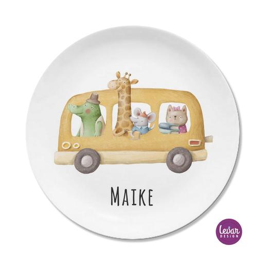 Geschenk mit Namen für Kinder - Auto  | Kinderteller mit Namen aus hochwertigem Melamin BPA frei | Artikelnummer: 104797074
