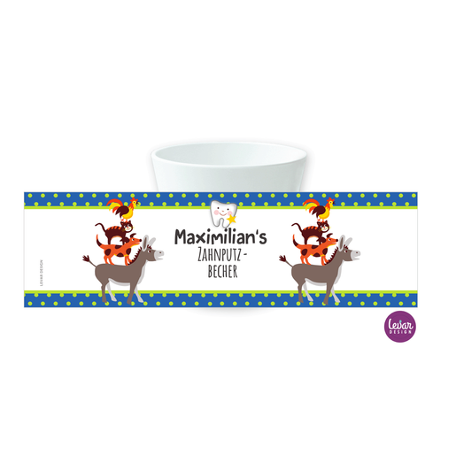 Zahnputzbecher Bremer Musikanten für Kinder | Becher aus Melamin BPA frei, hergestellt in Deutschland | Artikelnummer: 7046-8008-5281