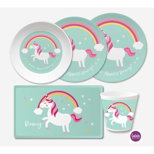 Einhorn Kindergeschirr Set  | Melaminteller BPA frei und hergestellt in Deutschland | Artikelnummer: 5872-3554-6817