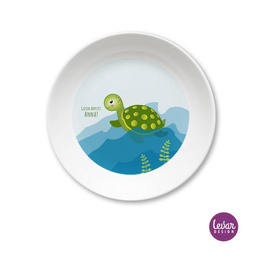 Personalisierter Kinderteller Schildkröte | Kinderteller mit Namen BPA frei | Artikelnummer: kitekroe1