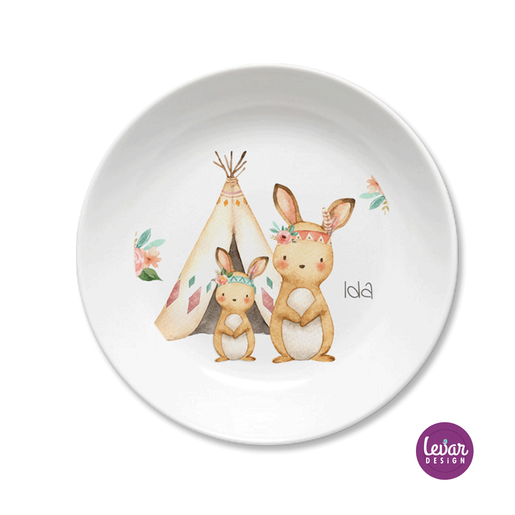 Melaminteller Schale Hasen | Kinderteller mit Namen BPA frei | Artikelnummer: 1235725 -1