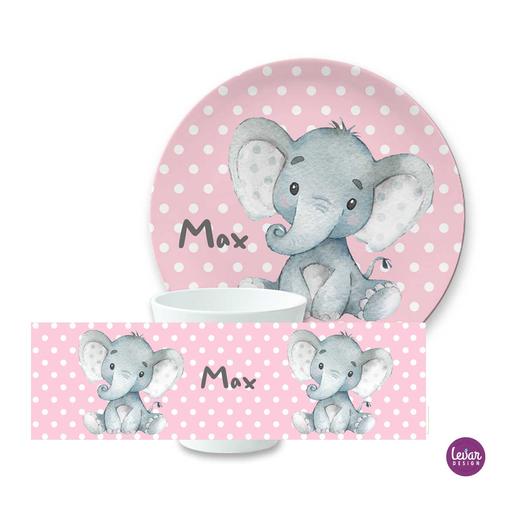 Personalisiertes Kindergeschirr Babyelefant | Trinkbecher und Dessertteller aus Melamin | Artikelnummer: 6418-6427-6708 12