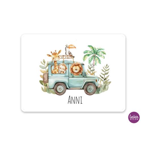 Tischset, Platzset, Platzdeckchen, Safari Tiere | Abwischbares Tischset mit Namen personalisiert | Artikelnummer: 70064799 -4