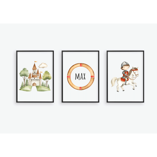 Kinderzimmer Bilder 3er Set Ritter | Zauberhaftes Posterset - Finartkunstdruck | Artikelnummer: 4558801 -1