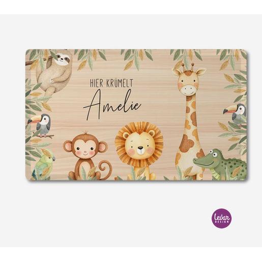 Hier krümelt - personalisiertes Brettchen für Kinder, Holzoptik | Brettchen aus Melamin, BPA frei und hergestellt in Deutschland | Artikelnummer: 1116645512