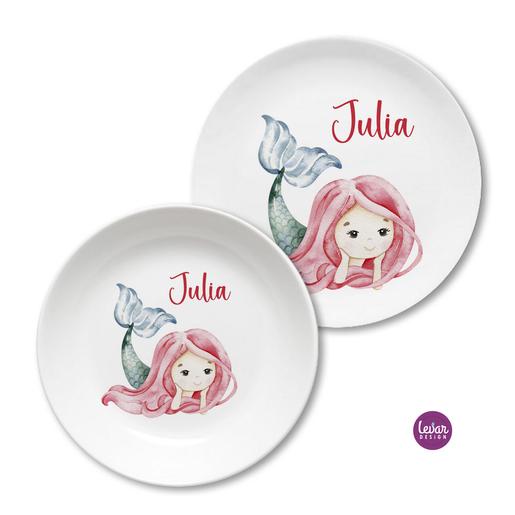 Meerjungfrau Nixe Kinderteller Geschirrset  | Teller mit Namen personalisiert, BPA frei und hergestellt in Deutschland | Artikelnummer: 8232-5636-8007 Kopie Kopie