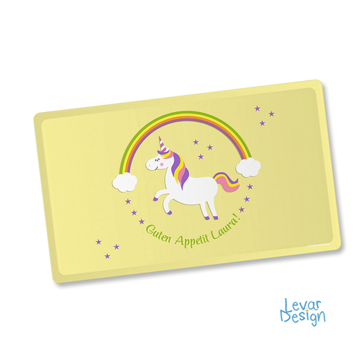 Frühstücksbrettchen Einhorn  | Brettchen mit Namen aus Melamin BPA frei | Artikelnummer: 18469709 -4