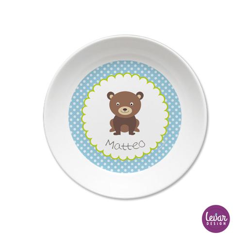 Melaminteller tief/Schale Bär  | Kinderteller mit Namen BPA frei | Artikelnummer: kitebar2 -1