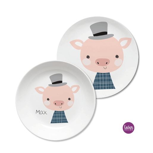 Kinderteller Geschirrset Affe | Personalisiertes Kindergeschirr aus Melamin BPA frei | Artikelnummer: 2673-6283-3844 -1