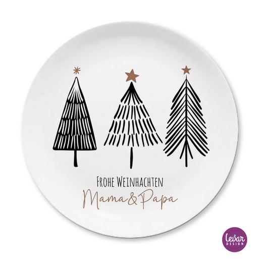 Advent, Weihnachten, Nikolausteller  | Teller mit Namen personalisiert, BPA frei und hergestellt in Deutschland | Artikelnummer: weihtellgrau -1
