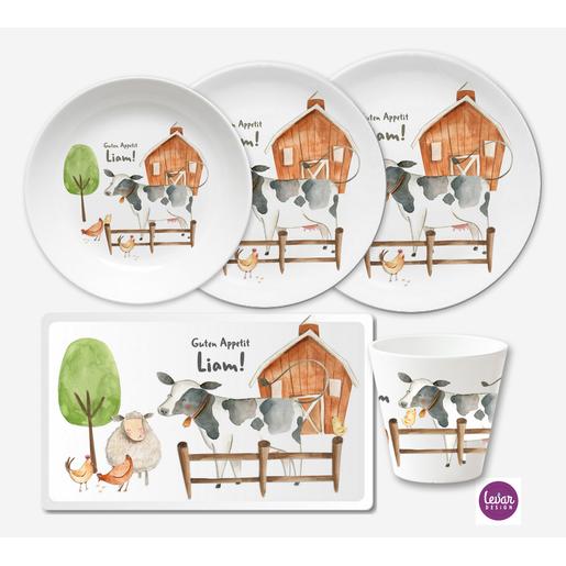 Kindergeschirr Set 5 teilig  Waldtiere, Bauernhof | Geschirrset aus Melamin und BPA frei für Kinder | Artikelnummer: 2088-0268-3027 -3