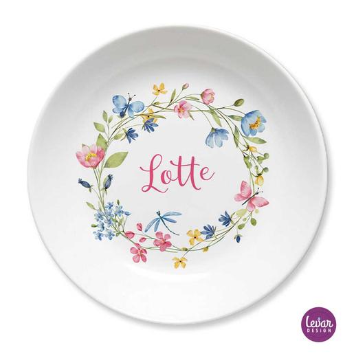 Blütenkranz Melaminteller Schale  | Kinderteller mit Namen BPA frei | Artikelnummer: 59199595 -1
