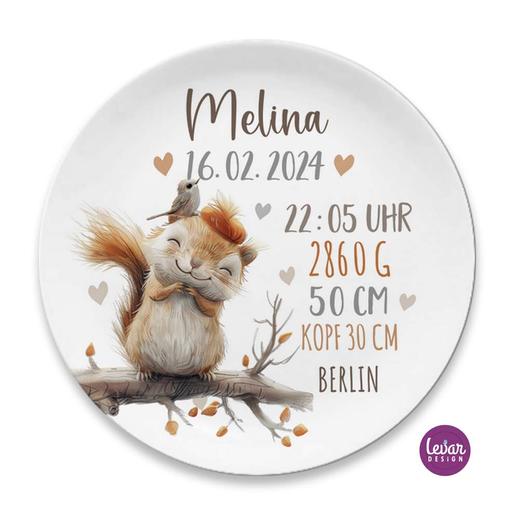 Geburtsteller, Taufteller für Kinder | Melaminteller mit Namen  | Kinderteller mit Geburtsdaten aus Melamin BPA frei | Artikelnummer: 124744591 -1