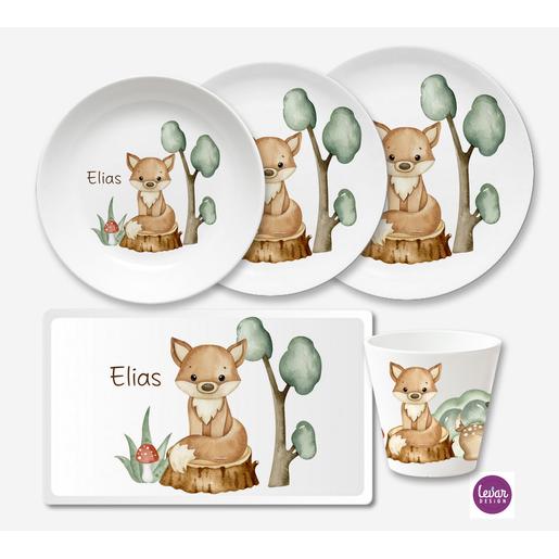 Fuchs Kindergeschirr Set  | Geschirrset aus Melamin und BPA frei für Kinder | Artikelnummer: 8763-3788-5565