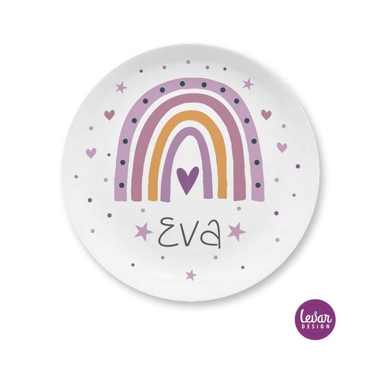 Kindergeschirr Regenbogen mit Namen personalisiert | Kindergeschirr Set aus Melamin, BPA frei | Artikelnummer: 2568-4664-8381 -3