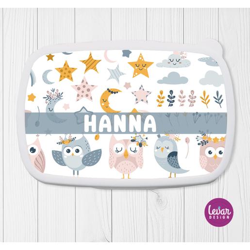 Brotdose für Kinder Eulen  | Tolle Brotdose mit Namen personalisiert | Artikelnummer: 2538-4652-0248 -1