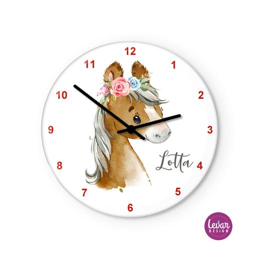 Kinderzimmer Wanduhr Pony | Zauberhafte Wanduhr für Mädchen | Artikelnummer: 8475-2842-2006 -2