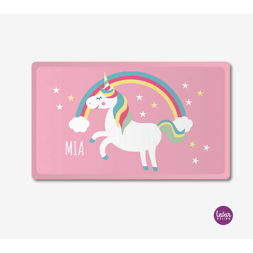 Frühstücksbrettchen Einhorn  | Brettchen mit Namen aus Melamin BPA frei | Artikelnummer: 18469709 -2