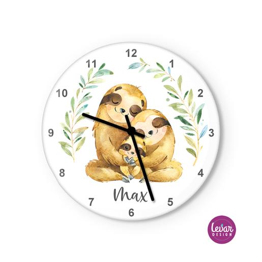 Wanduhr, Kinderzimmer Uhr, Faultier | Zauberhafte Wanduhr für Kinder | Artikelnummer: 7628-8835-8740 -2