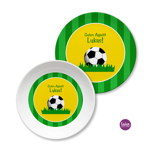 Kindergeschirr Set Fußball  | Kinderteller aus Melamin, BPA frei | Artikelnummer: 3784-5667-7533 -1