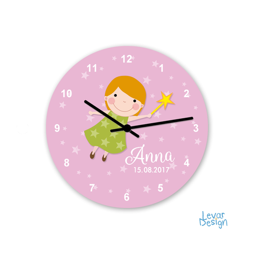 Wanduhr Fee  | Geschenk mit Namen zur Geburt und Taufe | Artikelnummer: 125552819 -2