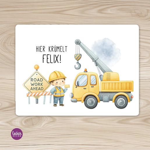 Bagger Krahn Tischset, Platzdeckchen | Platzset mit eigenem Namen personalisiert | Artikelnummer: 62575023 -2