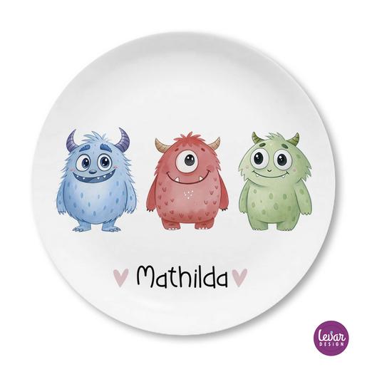 Kleine Monster - personalisierter Kinderteller  | Großer Teller aus Melamin  | Artikelnummer: 68118185 -2