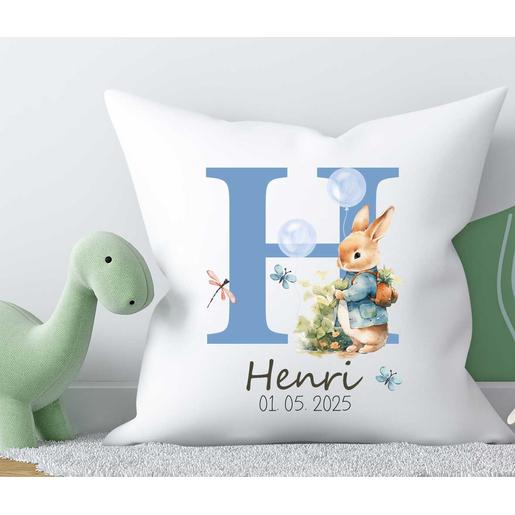 Taufgeschenk Hase Babykissen mit Füllung | Zauberhaftes Kissen zur Geburt und Taufe mit Geburtsdaten | Artikelnummer: 4778-0213-1462